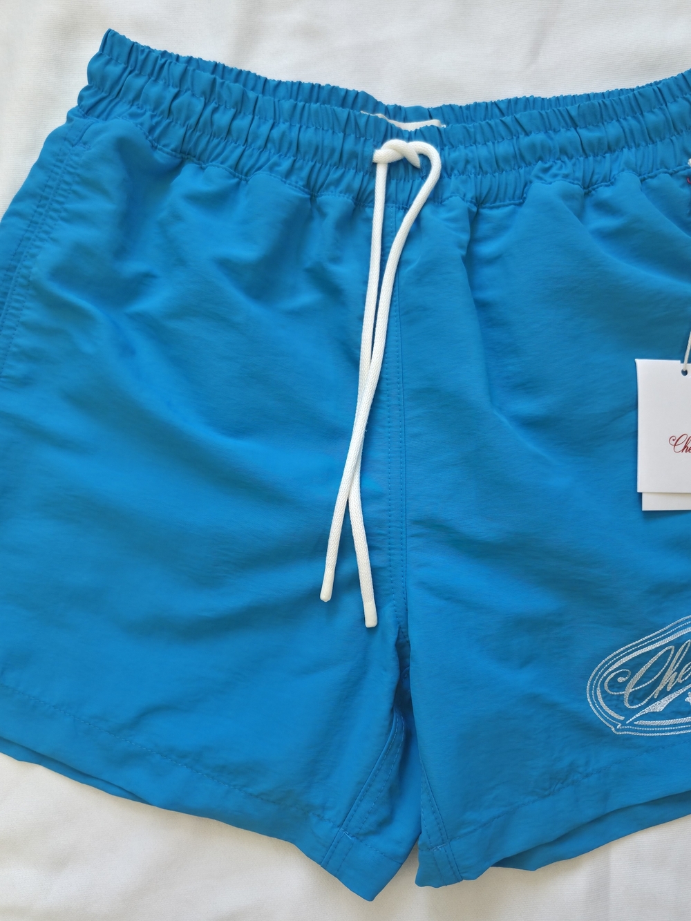 Cherry LA Bright Blue Men’s Swim Shorts with White Drawstring